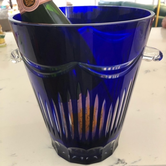 Cobalt Blue Cased Glass Champagne/Ice Bucket VTG Imperial Estate Crystal - Picture 4 of 13